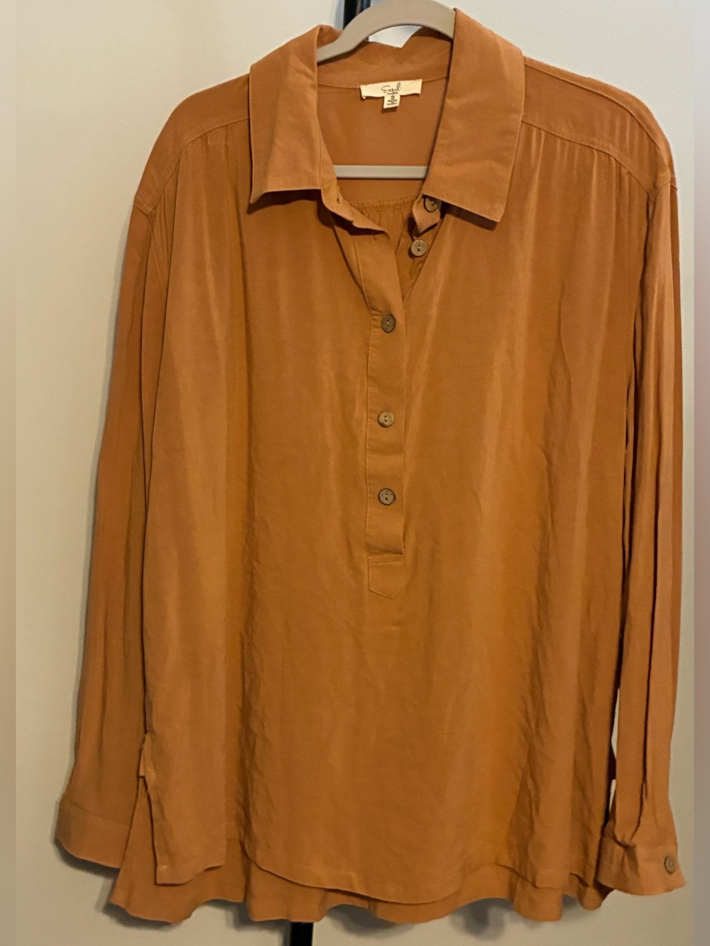 easel Small Rust Brown Long-Sleeve Button-Front Tunic